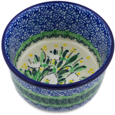 Polish Pottery Ramekin Bowl Small Snowdrops UNIKAT