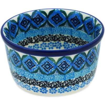Polish Pottery Ramekin Bowl Small Sparkling Sea UNIKAT