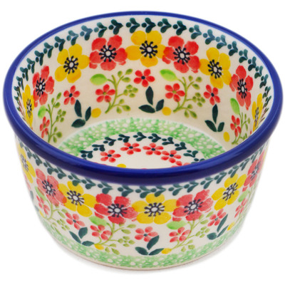 Polish Pottery Ramekin Bowl Small Spring Bliss UNIKAT