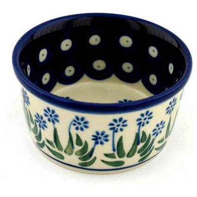 Polish Pottery Ramekin Bowl Small Springing Calendulas