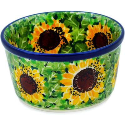 Polish Pottery Ramekin Bowl Small Sunflower Bliss UNIKAT