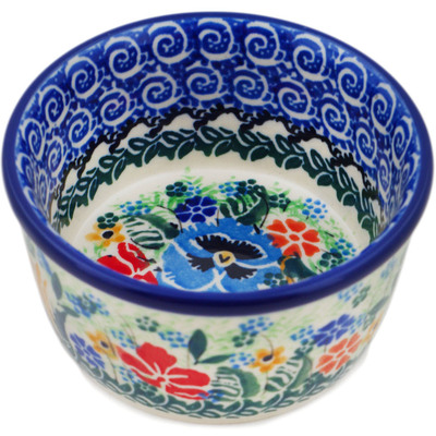 Polish Pottery Ramekin Bowl Small Vibrant Bouquet UNIKAT