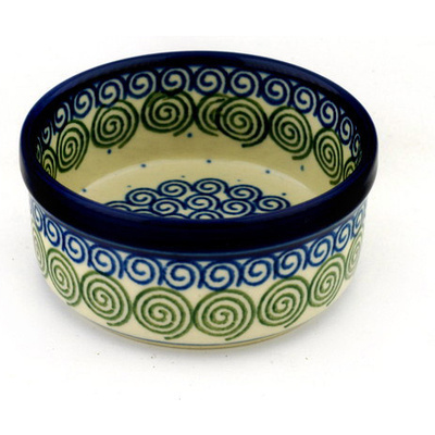 Polish Pottery Ramekin Bowl Swirling Polka Dot