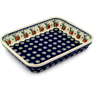 Polish Pottery Rectangular Baker 10" Apple Pears