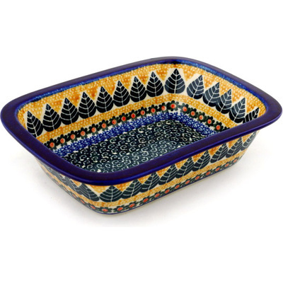 Polish Pottery Rectangular Baker 10" Aspen Leaves