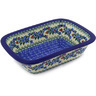 Polish Pottery Rectangular Baker 10" Azure Blooms
