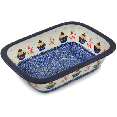 Polish Pottery Rectangular Baker 10" Birthday Cupcakes
