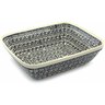 Polish Pottery Rectangular Baker 10" Black Lace Vines
