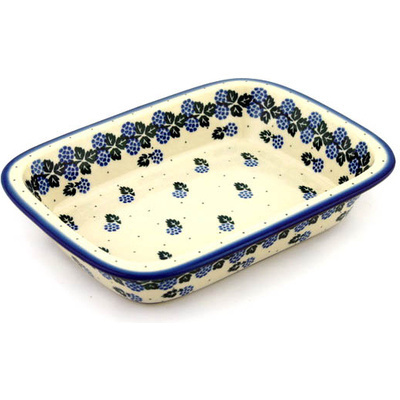 Polish Pottery Rectangular Baker 10&quot; Blackberry Delight