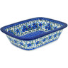 Polish Pottery Rectangular Baker 10&quot; Blue Blossom