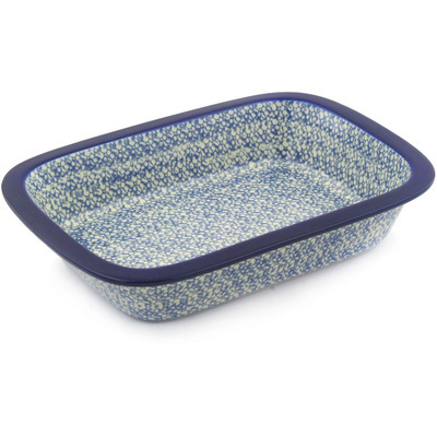 Polish Pottery Rectangular Baker 10" Blue Frenzy