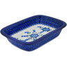 Polish Pottery Rectangular Baker 10" Blue Poppies