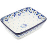 Polish Pottery Rectangular Baker 10&quot; Blue Spring