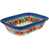 Polish Pottery Rectangular Baker 10&quot; Candy Red Poppy UNIKAT