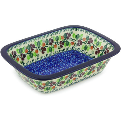 Polish Pottery Rectangular Baker 10" Cherries Jubilee