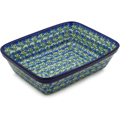 Polish Pottery Rectangular Baker 10" Climbing Daisy