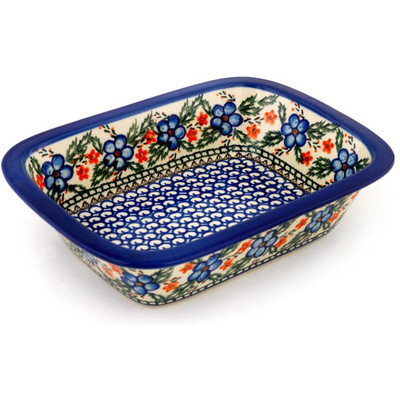 Polish Pottery Rectangular Baker 10&quot; Cobblestone Garden