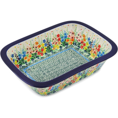 Polish Pottery Rectangular Baker 10" Colors Of The Wind UNIKAT