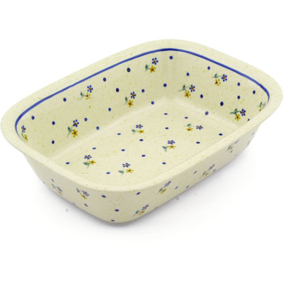 Polish Pottery Rectangular Baker 10&quot; Country Meadow