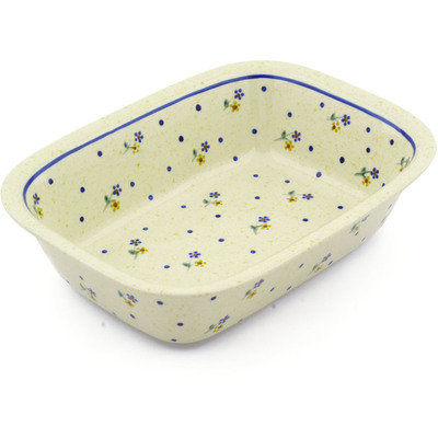 Polish Pottery Rectangular Baker 10" Country Meadow