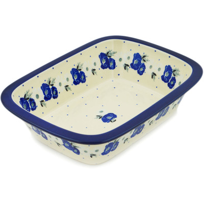 Polish Pottery Rectangular Baker 10&quot; Daisy Crown