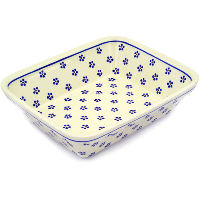 Polish Pottery Rectangular Baker 10" Daisy Dots