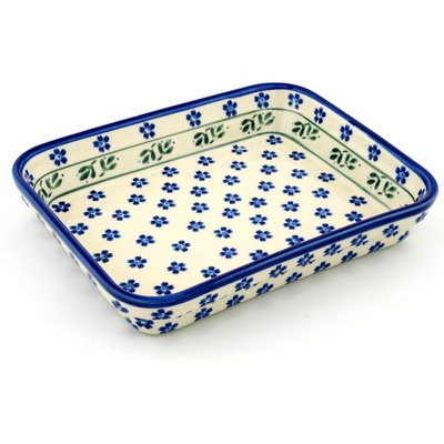 Polish Pottery Rectangular Baker 10" Daisy Field