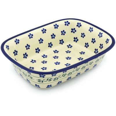 Polish Pottery Rectangular Baker 10" Daisy Field