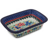 Polish Pottery Rectangular Baker 10&quot; Daisy Meadow UNIKAT