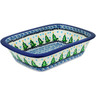 Polish Pottery Rectangular Baker 10&quot; Ethereal Evergreen