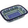 Polish Pottery Rectangular Baker 10&quot; Feathery Bluebells