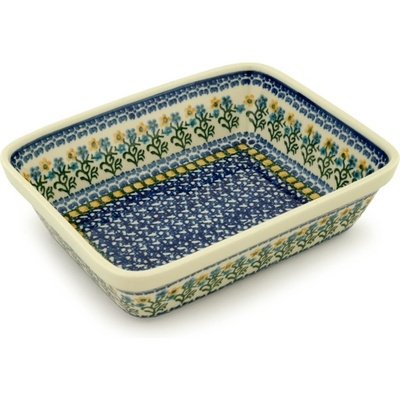 Polish Pottery Rectangular Baker 10&quot; Field Of Wildflowers