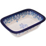 Polish Pottery Rectangular Baker 10&quot; Floral Animation UNIKAT