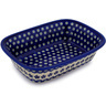 Polish Pottery Rectangular Baker 10&quot; Flowering Peacock