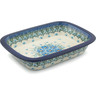 Polish Pottery Rectangular Baker 10&quot; Forget Me Not UNIKAT
