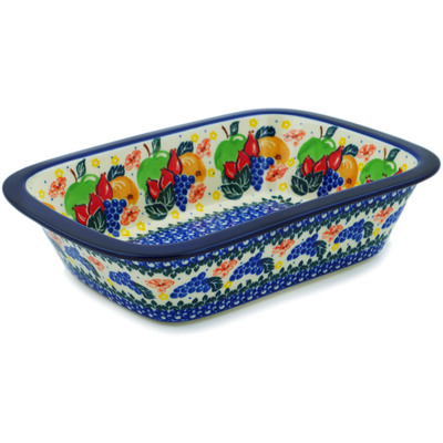 Polish Pottery Rectangular Baker 10&quot; Fruit Medley UNIKAT