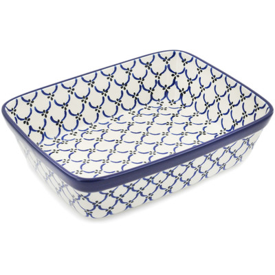 Polish Pottery Rectangular Baker 10" Garden Lattice