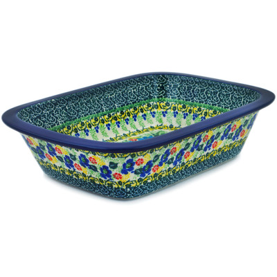 Polish Pottery Rectangular Baker 10&quot; Garden Of Eve UNIKAT