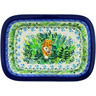 Polish Pottery Rectangular Baker 10&quot; Green Grove UNIKAT