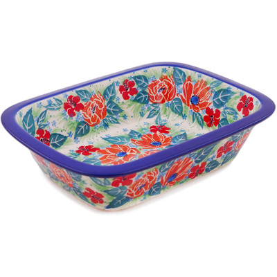 Polish Pottery Rectangular Baker 10&quot; Harmonious UNIKAT