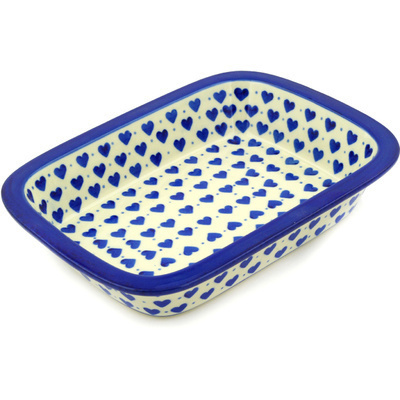 Polish Pottery Rectangular Baker 10" Hearts Delight