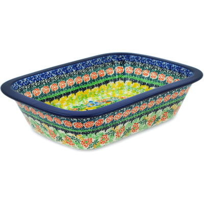 Polish Pottery Rectangular Baker 10" Hidden Chalet UNIKAT