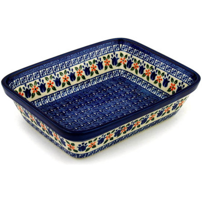 Polish Pottery Rectangular Baker 10" Holland Tulips
