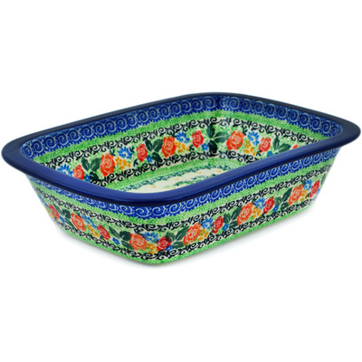 Polish Pottery Rectangular Baker 10" Home Sweet Home UNIKAT
