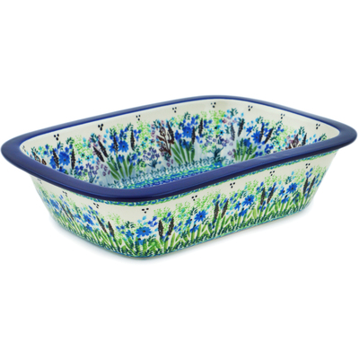 Polish Pottery Rectangular Baker 10" Lavender Meadow UNIKAT
