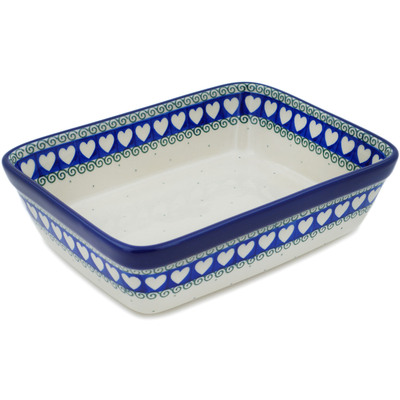 Polish Pottery Rectangular Baker 10&quot; Light Hearted