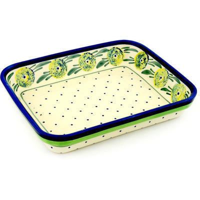 Polish Pottery Rectangular Baker 10" Limon Swirl