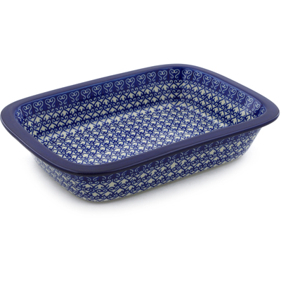 Polish Pottery Rectangular Baker 10&quot; Lovely Heart