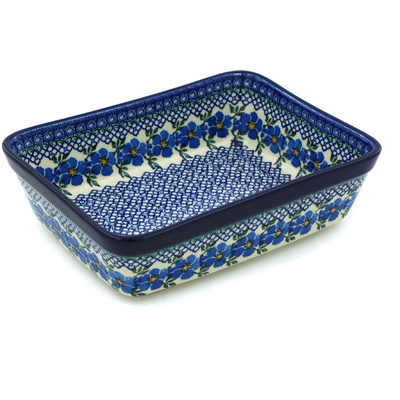 Polish Pottery Rectangular Baker 10" Morning Glory