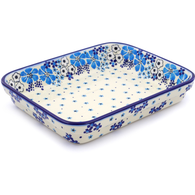 Polish Pottery Rectangular Baker 10" Pansy Dawn